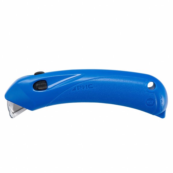 Safety Knife,  Multipurpose,  5 1/2 in Length,  Rounded Safety Blade,  Ergonomic Handle,  Blue