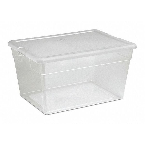 Storage Tote,  Clear/White,  Plastic,  23 in L,  16 1/4 in W,  12 3/8 in H,  14.0 gal Volume Capacity