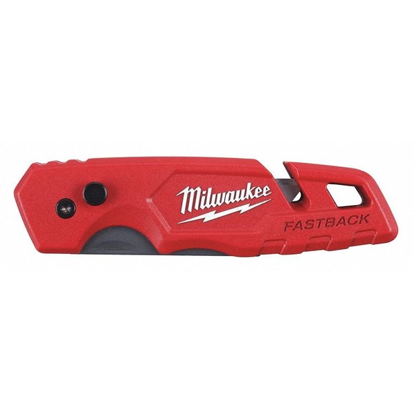 6-7/8 in. FASTBACK General Purpose Compact Folding Utility Knife with 5 Blade Storage in Red
