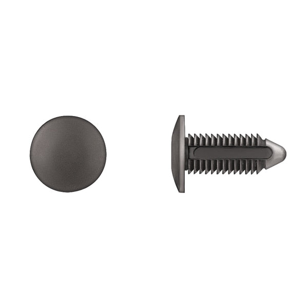 Retainer,  Round Head,  10 mm Dia.,  30 mm L,  Nylon Body,  50 PK