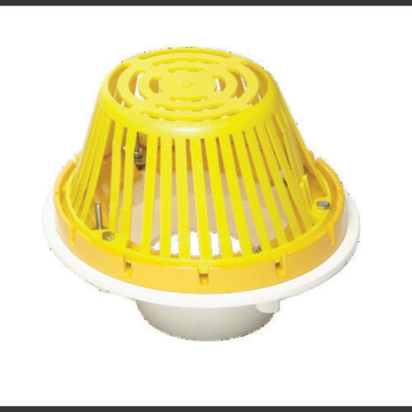 PVC Roof Drain With Plastic Dome, Fits 4" PVC Pipe
