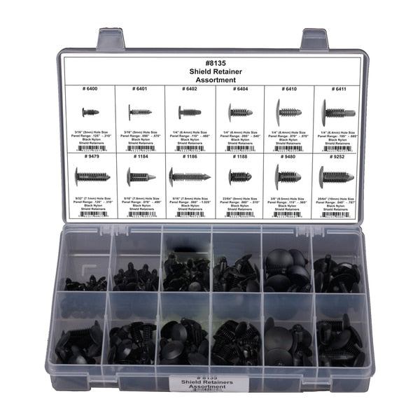 Universal Shield Retainer Asst, 168 Pc