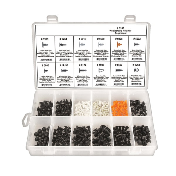Weatherstrip Retainer Assortment, 300 Pc