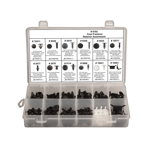 Cowl Fastener Retainer Assortment, 168 Pc