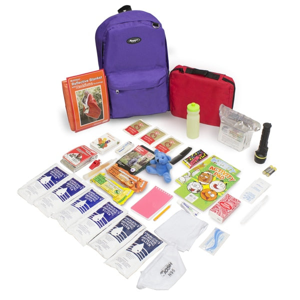 Keep-Me-Safe Children's Survival Kit,  Purple Backpack