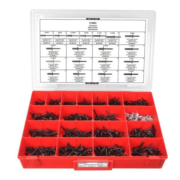 Nyln Pop Rivet Assrtmnt Adj Red Tray W/Clr Lid