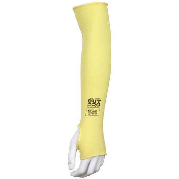 Cut-Resistant Sleeve with Thumb Slot,  Cut Pro,  Kevlar,  Cut Level A3,  Yellow,  18 in L
