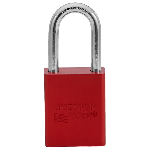 Lockout Padlock,  Keyed Different,  Anodized Aluminum,  1 1/2 in Shackle,  Includes 2 Keys,  Red