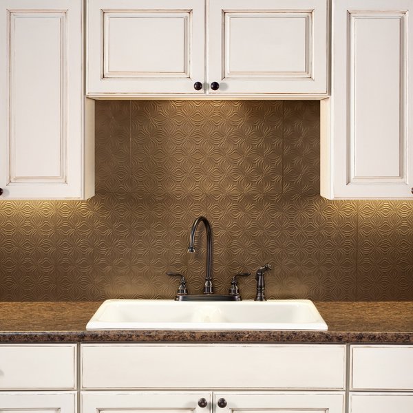 Fasade 18in x 24in Lotus Argent Bronze Backsplash Panel 5pk