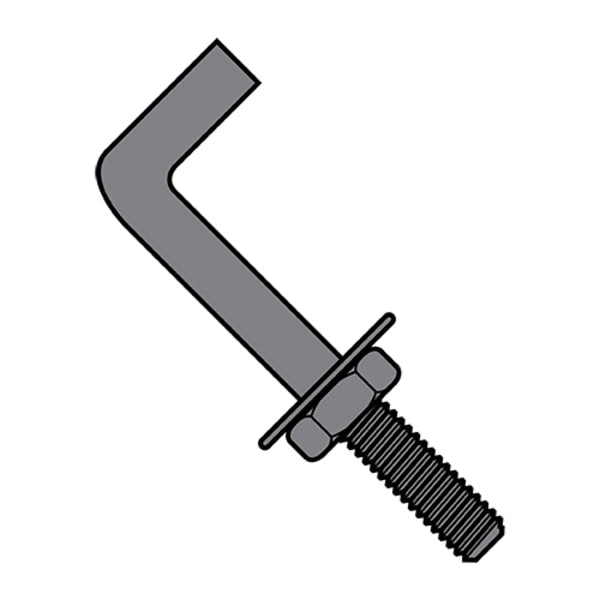 L-Hook,  3/8"-16,  8" L,  Plain,  25 PK