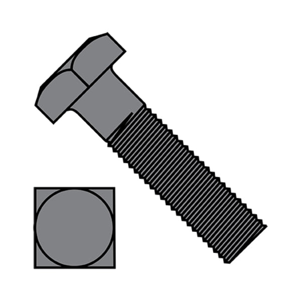 Square Head Bolt,  Steel,  Plain,  #1-8 Thread Size,  9 in Lg,  20 PK