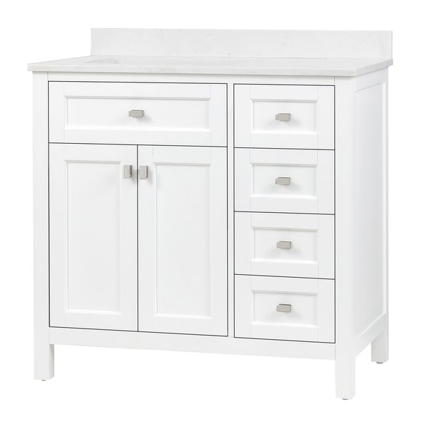 Juniper 36" Vanity White, Cultured Ma