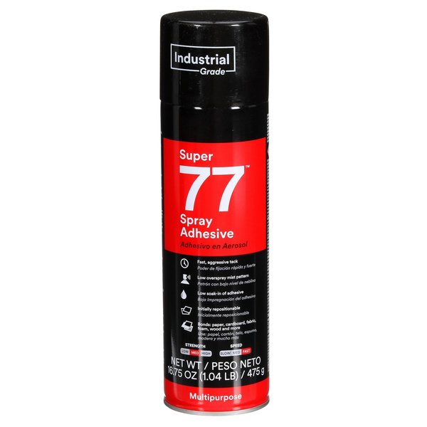 Spray Adhesive,  16.75 fl oz,  Aerosol Can,  Clear,  Super 77