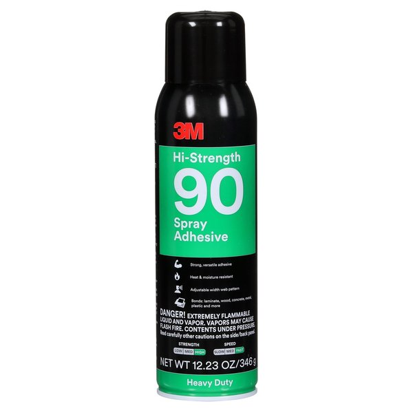 Spray Adhesive,  Hi-Strength 90 Series,  Clear,  12.23 oz,  Aerosol Can
