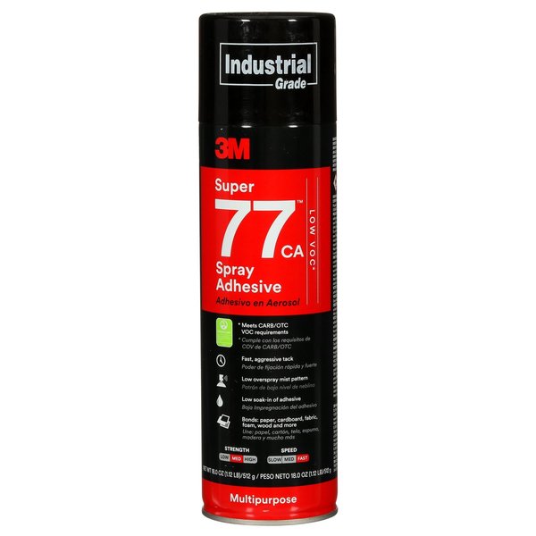 Spray Adhesive,  Super 77CA Series,  Clear,  18 oz,  Aerosol Can