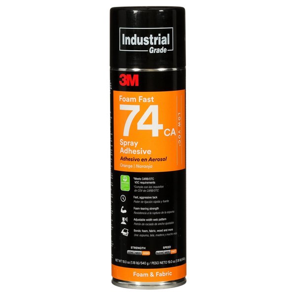Spray Adhesive,  Foam Fast 74CA Series,  Orange,  19 oz,  Aerosol Can