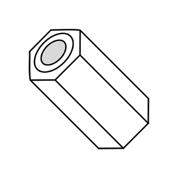 Hex Spacer,  #6 Screw Size,  Natural Nylon,  1/2 in Overall Lg,  0.14 in Inside Dia,  1000 PK