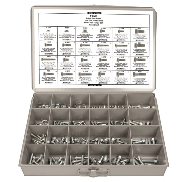 Metric Hex Flange Bolt Assort Shipped-24 Hole Gry Met Tray