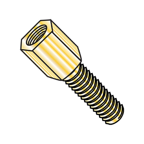 Jack Screw Standoff,  #4-40 Thrd Sz,  5/16 in L,  Steel Zinc Yellow,  2000 PK
