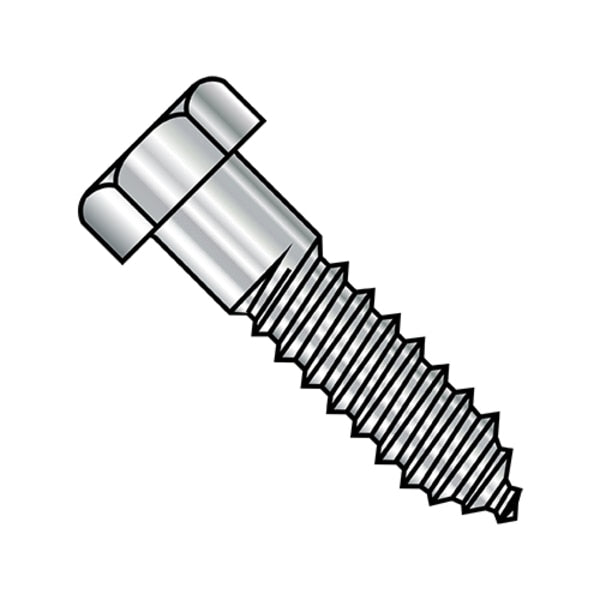 Lag Screw,  1/4 in,  1-1/4 in,  18-8 Stainless Steel,  Hex Hex Drive,  100 PK