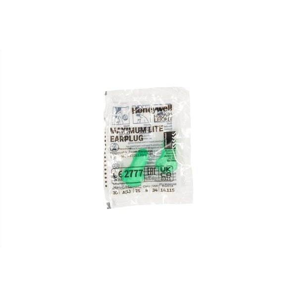 Max Lite,  Disposable Uncorded Earplugs,  Foam,  Contoured-T Shape,  30 dB NRR,  Green,  200 Pairs/Box