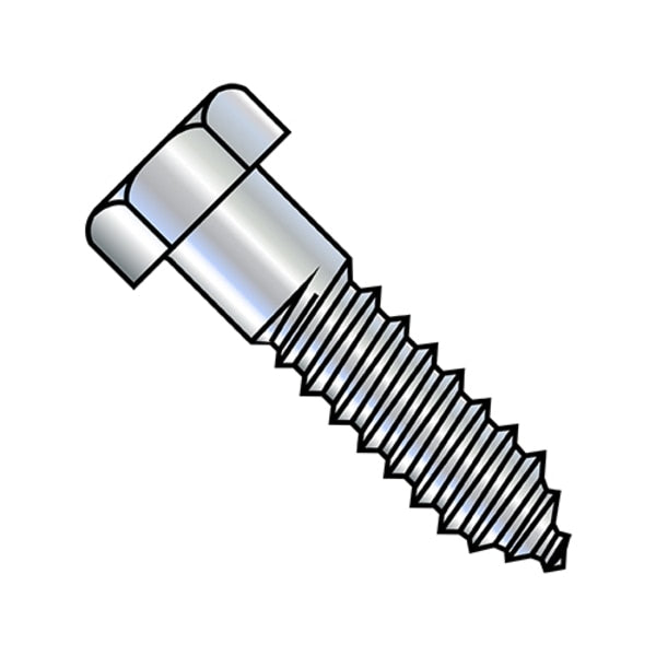 Lag Screw,  3/8 in,  14 in,  Steel,  Zinc Plated Hex Hex Drive,  50 PK