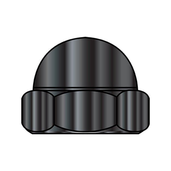 Low Crown Cap Nut,  #8-32,  Steel,  Black Oxide,  0.26 in H,  2000 PK