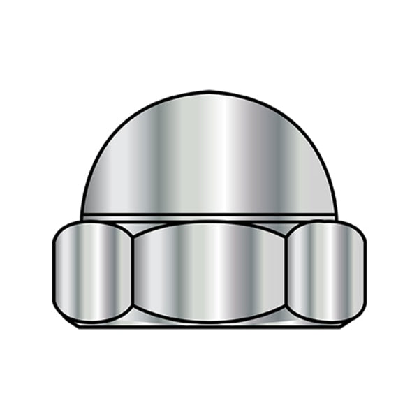 Low Crown Cap Nut,  7/8"-9,  Steel,  Nickel Plated,  1.42 in H,  75 PK