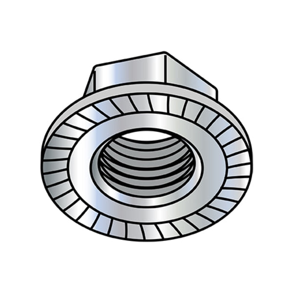 Flange Nut,  1/2"-13,  Steel,  Zinc Baked,  0.75 in Hex Wd,  250 PK