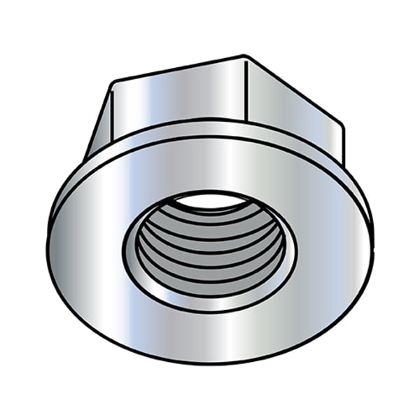 Flange Nut,  3/8"-24,  Steel,  Zinc Baked,  0.562 in Hex Wd,  0.23 in Hex Ht,  1000 PK