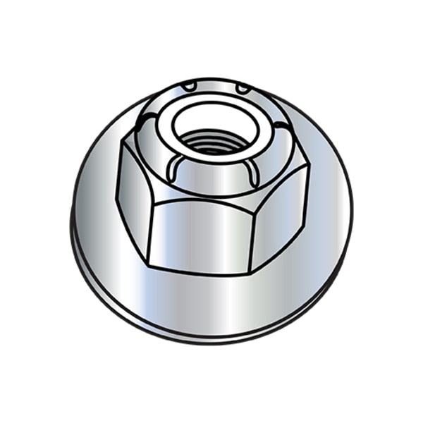 Flange Nut,  3/8"-16,  Nylon,  Zinc Plated,  0.562 in Hex Wd,  1000 PK
