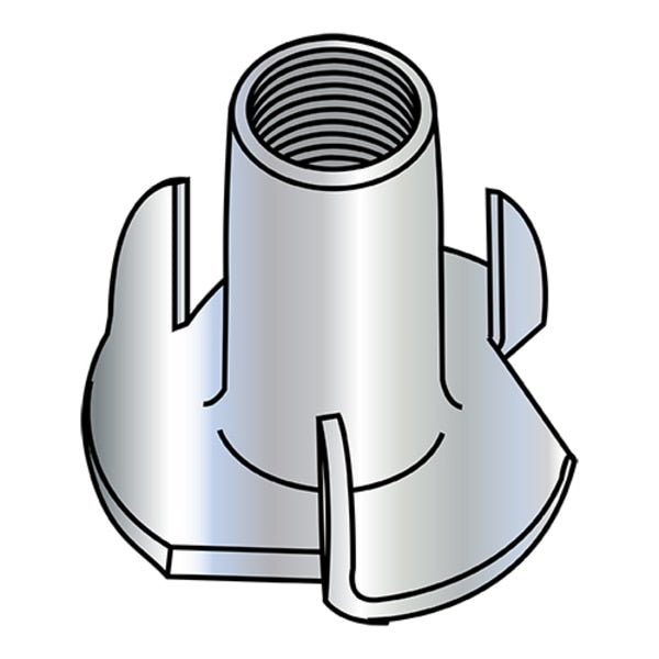 T-Nut,  3 Prongs,  5/16"-18,  Steel,  Zinc Plated,  0.360 in Barrel Dia,  5/16 in Barrel Ht,  1000 PK