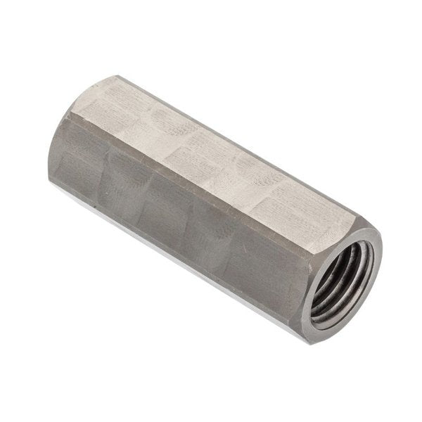 Coupling Nut Reducer,  M12 and M16,  18-8 Stainless Steel,  Not Graded,  Plain,  54 mm Lg,  21 mm Hex Wd