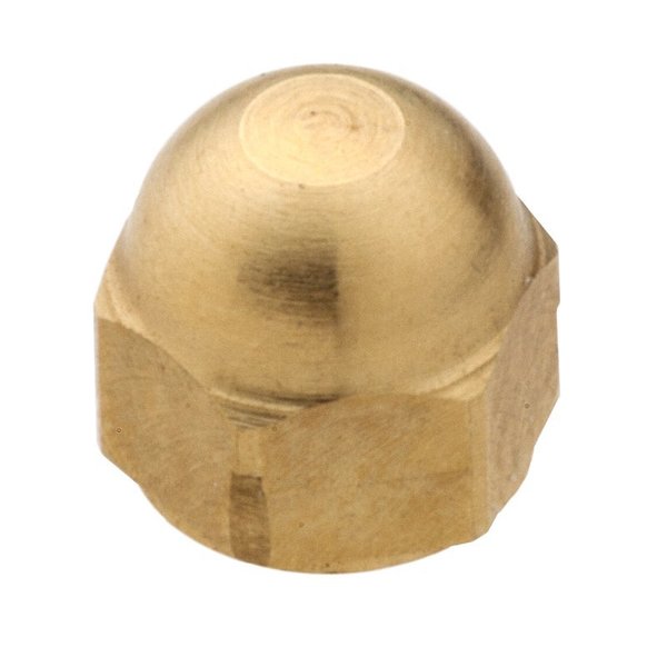 Acorn Nut,  #0-80,  Brass,  Plain,  3/16 in H