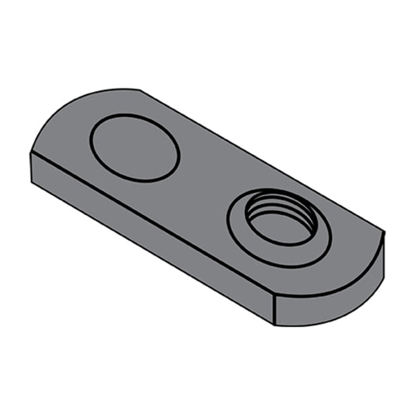 Tab Weld Nut,  #8-32,  Steel,  0.453 in Wd,  0.64 in Lg,  0.098 in Ht,  1000 PK