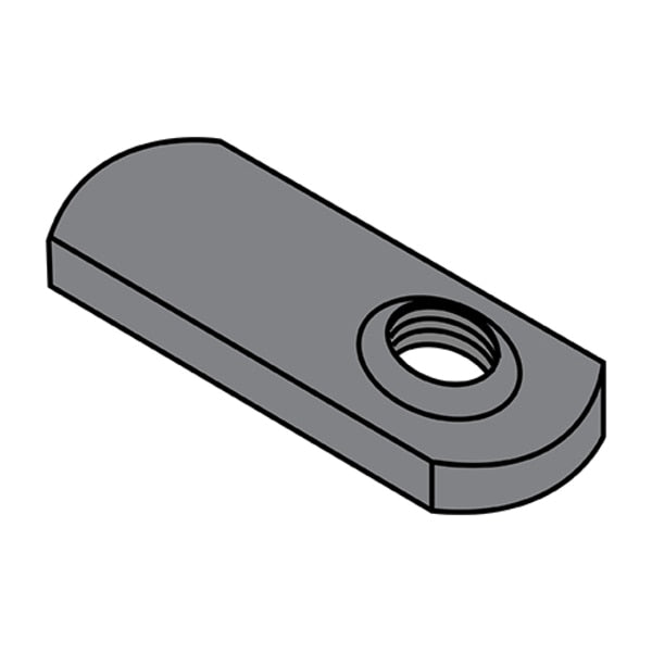 Tab Weld Nut,  3/8"-16,  Steel,  0.655 in Wd,  1.14 in Lg,  0.145 in Ht,  1000 PK
