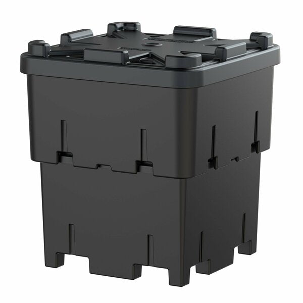 Black Stackable Bulk Containers with Lids,  HDPE,  33 cu ft Volume Capacity