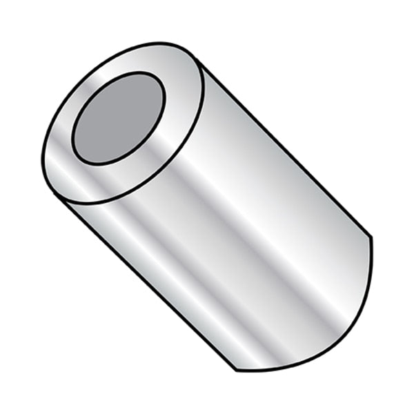 Round Spacer,  Plain Aluminum,  3/4 in Overall Lg,  #10 Inside Dia