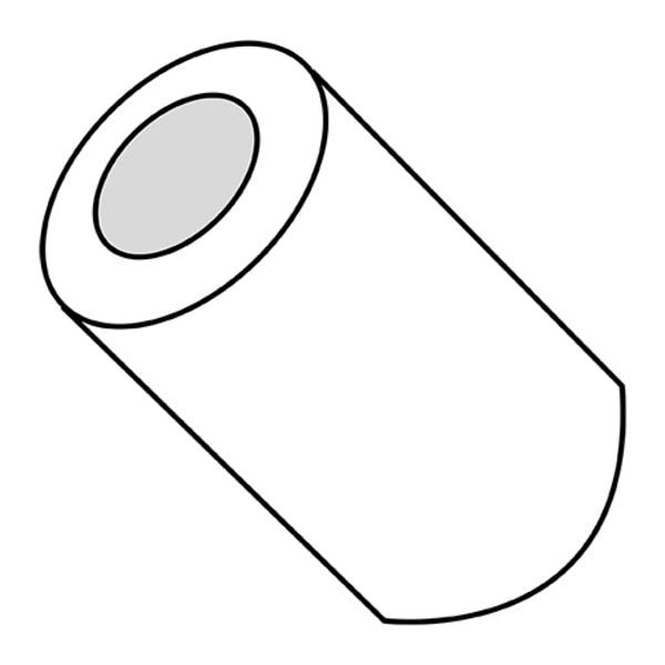 Round Spacer,  #4 Screw Size,  Nylon,  3/8 in Overall Lg