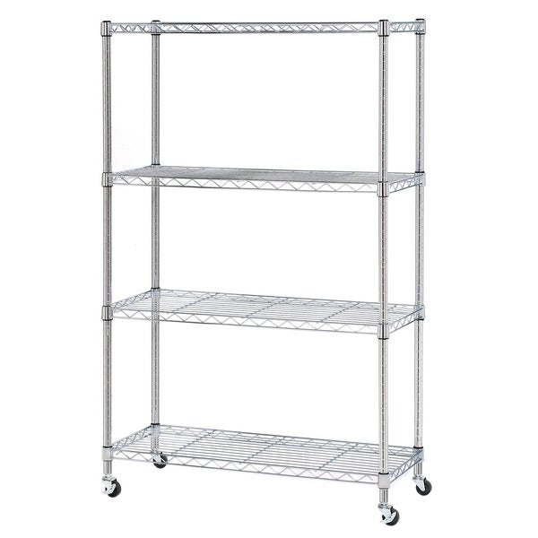 Steel Wire Shelving, 4 Tier, Chrome