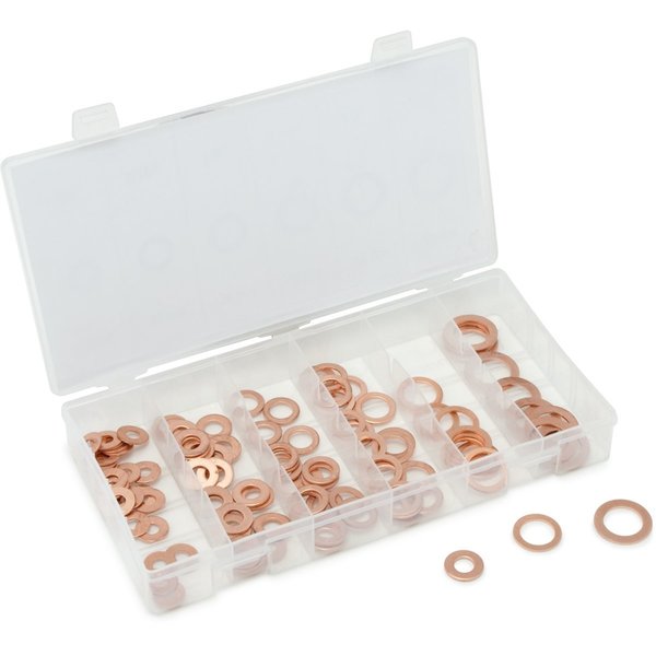 Flat Washer Assortment,  Copper,  Plastic Finish,  110 PCS