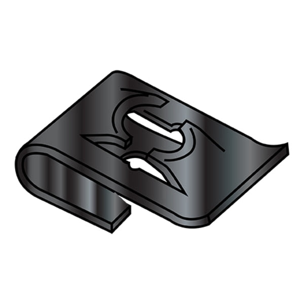 Spring Nut,  #6-32,  J Shape,  Steel,  Black Phosphate Finish,  3000 PK
