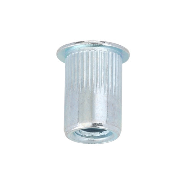 Knurled Flanged Rivet Nut,  1/4"-20 Dia./Thread Size,  0.5 in Head Dia.,  0.59 in L,  Steel,  50 PK