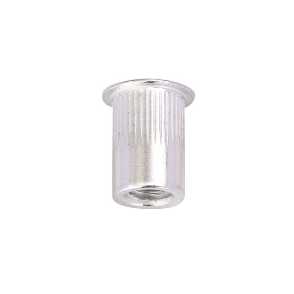 Knurled Flanged Rivet Nut,  1/4"-20 Dia./Thread Size,  0.5 in Head Dia.,  0.58 in L,  Aluminum,  50 PK