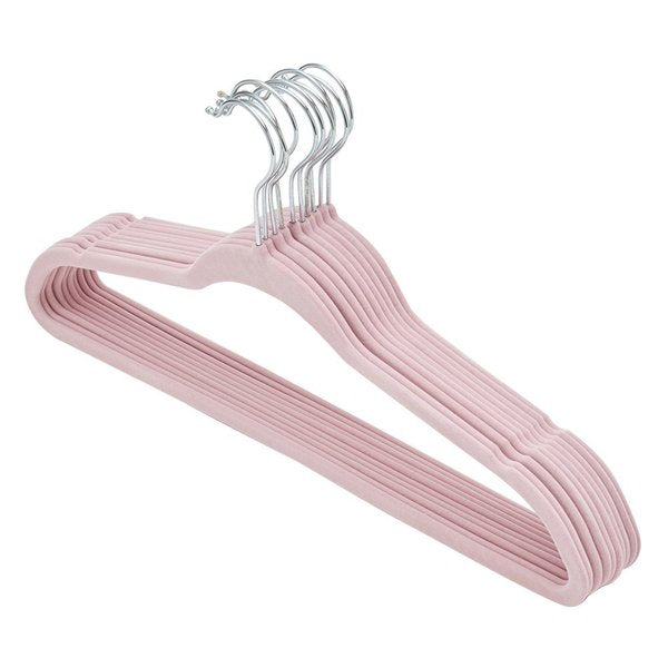 Home Basics 10 Piece Velvet Hanger,  Pink