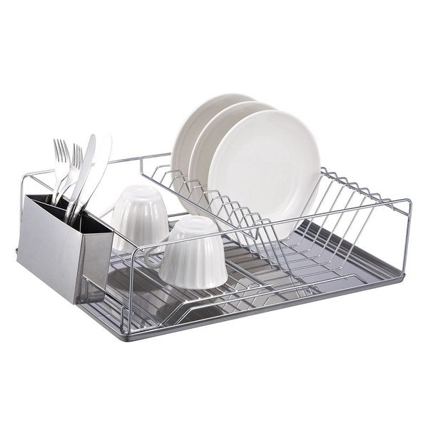 Home Basics Chrome Plated Steel Dish Rack with Tray