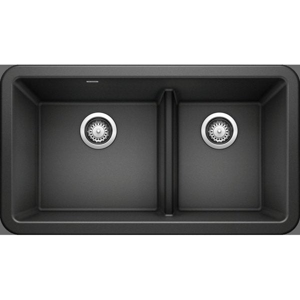 Ikon Silgranit 33" Apron-Front Farmhouse Kitchen Sink with Low Divide - Anthracite