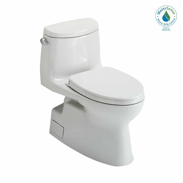 Carlyle II One-Piece Elongated 1.28 GPF Universal Height Toilet SS124 SoftClose Seat Cotton White