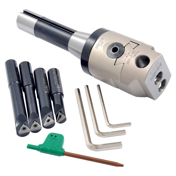 Indexable Tool Set With 2" Boring Head R8 Shank & 4 Boring Bars