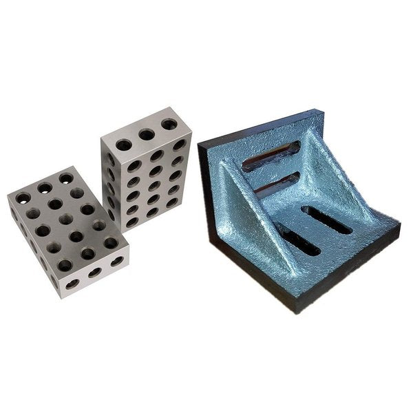 HHIP 3 X 2.5 X 2" Angle Plate & 1-2-3 Block Set Matched Pair